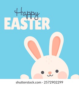 Happy Easter! Cute Easter Bunny. Vector Illustration.