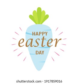 happy easter cute carrot, cartoon vector illustration, scandinavian style
