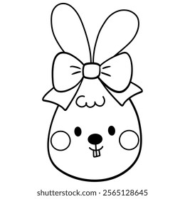 Happy Easter cute cartoon bunny rabbit with  Easter Egg outline for kids coloring books 