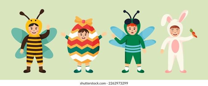 Happy Easter cute cartoon character vector set. Festival and cultural holiday concept.