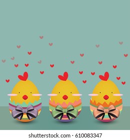 happy easter - cute chick out from egg