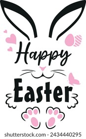 Happy Easter. Cute design with rabbit. Vector