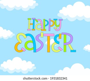 Happy Easter cute doodle spring lettering design