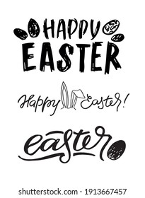 Happy Easter - cute hand drawn lettering label. Easter egg label. Lettering art for poster, banner, t-shirt design.