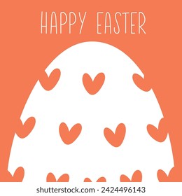 Feliz Pascua linda mano dibujada banner con huevo con corazones. Vector