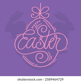 Happy Easter! Cute hand drawn doodle lettering quote about egg hunt. Lettering for t-shirt design, mug print, bag print, clothes fashion. 100% hand drawn vector image.