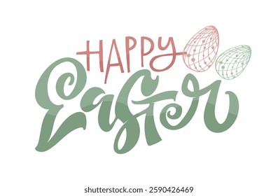 Happy Easter! Cute hand drawn doodle lettering quote about egg hunt. Lettering for t-shirt design, mug print, bag print, clothes fashion. 100% hand drawn vector image.