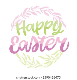 Happy Easter! Cute hand drawn doodle lettering quote about egg hunt. Lettering for t-shirt design, mug print, bag print, clothes fashion. 100% hand drawn vector image.