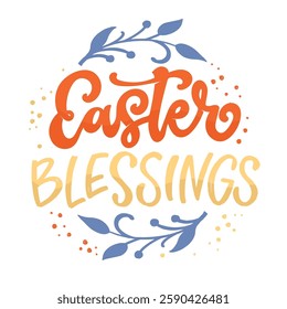 Happy Easter! Cute hand drawn doodle lettering quote about egg hunt. Lettering for t-shirt design, mug print, bag print, clothes fashion. 100% hand drawn vector image.