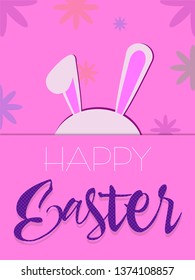 Happy easter, cute illustration with easter bunny