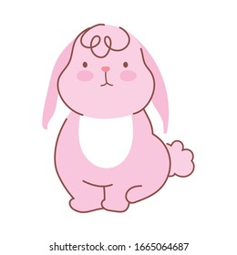 happy easter cute little rabbit cartoon season animal vector illustration