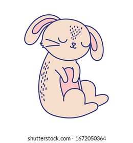 alegre Pascua linda tira de conejo temporada de caricatura de animales ilustración vectorial de animales