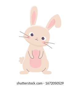 happy easter cute little rabbit cartoon season animal vector illustration
