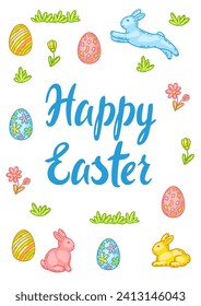 Happy Easter cute object card.