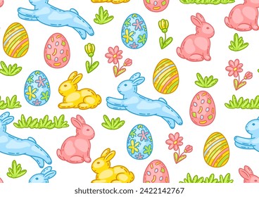 Happy Easter cute object pattern.