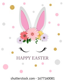 Happy Easter Cute Poster  Background. Vector Illustration EPS10