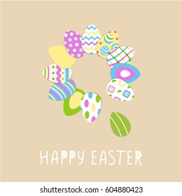 Happy Easter cute poster With eggs. Vector illustration