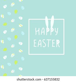 Happy Easter cute poster With hanging eggs. Vector illustration. Wallpaper, flyers, brochure,voucher.