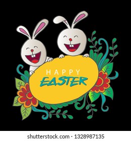 Happy Easter with cute rabbit