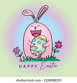 Happy Easter with cute rabbit
