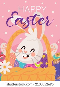 happy easter cute rabbit card