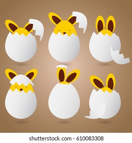 happy easter - cute rabbit in egg