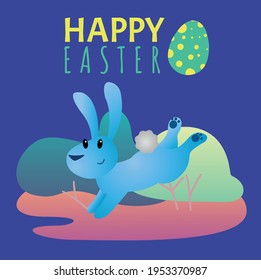 Happy Easter Cute Rabbit Postcard