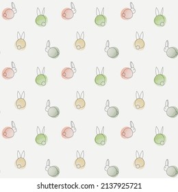 Happy Easter Cute Rabbit Watercolor Pattern.