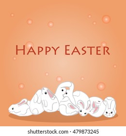 Happy Easter. Cute Easter rabbits. Vector illustration.