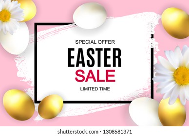 Contento cartel de la venta de Semana Santa con huevos. Ilustración de vectores EPS10
