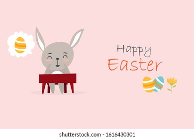 Happy Easter cuts rabbit greeting vector card