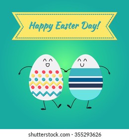 Happy easter with happy dancing egg. Vector