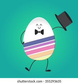 Happy easter with happy dancing egg. Vector
