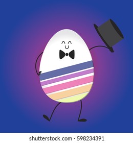 Happy easter with happy dancing egg. Vector