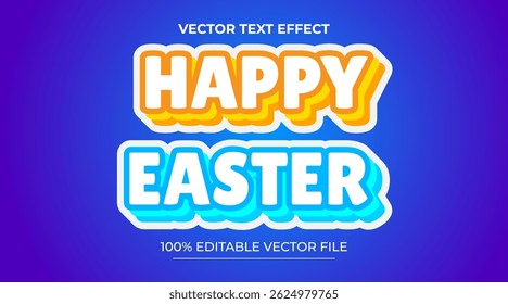 Happy easter day 3d editable vector text effect with color style