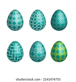  Happy Easter Day. 3D Easter eggs. Colorful Easter eggs on white background.