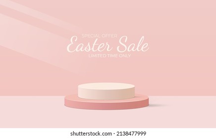 Happy easter day 3d podium. Easter sale concept