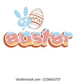 Happy Easter day 3d word design with bunny