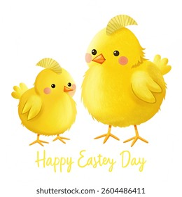 Happy Easter Day Baby Chicks. Happy Easter Day Yellow Baby Chicks Illustration vector isolated on white background

