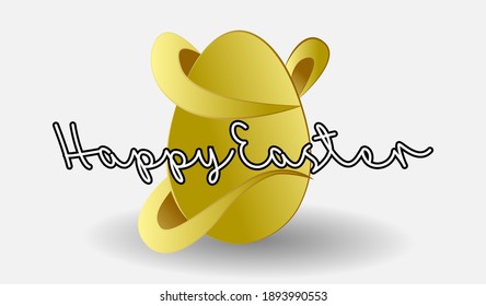 happy easter day background with 3d egg ornament cut paper