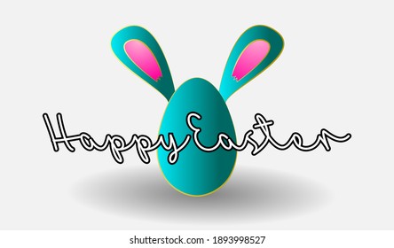 happy easter day background with 3d egg ornament cut paper