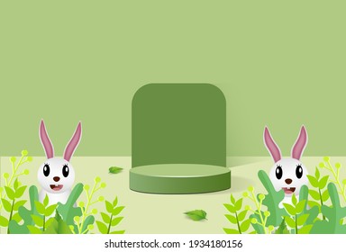 Happy easter day background 3d podium