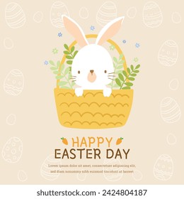 Happy Easter Day. Easter background. Cartoon Vector illustration design for Poster, Banner, Greeting, Card, Post, Cover, Flyer, Promotion. March 31. Christian festival. Easter Sunday celebration.