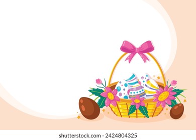 Happy Easter Day. Easter background. Cartoon Vector illustration design for Poster, Banner, Greeting, Card, Post, Cover, Flyer, Promotion. March 31. Christian festival. Easter Sunday celebration.