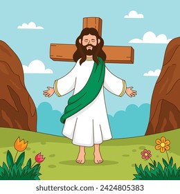 Happy Easter Day. Easter background. Cartoon Vector illustration design for Poster, Banner, Greeting, Card, Post, Cover, Flyer, Promotion. March 31. Christian festival. Easter Sunday celebration.