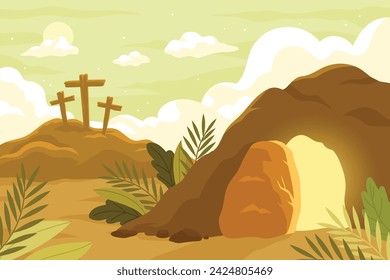 Happy Easter Day. Easter background. Cartoon Vector illustration design for Poster, Banner, Greeting, Card, Post, Cover, Flyer, Promotion. March 31. Christian festival. Easter Sunday celebration.