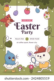 Happy Easter Day. Easter background. Cartoon Vector illustration design for Poster, Banner, Greeting, Card, Post, Cover, Flyer, Promotion. March 31. Christian festival. Easter Sunday celebration.