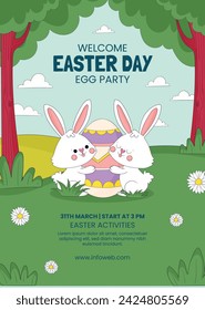 Happy Easter Day. Easter background. Cartoon Vector illustration design for Poster, Banner, Greeting, Card, Post, Cover, Flyer, Promotion. March 31. Christian festival. Easter Sunday celebration.