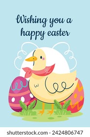 Happy Easter Day. Easter background. Cartoon Vector illustration design for Poster, Banner, Greeting, Card, Post, Cover, Flyer, Promotion. March 31. Christian festival. Easter Sunday celebration.