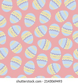 Happy Easter day background. Colorful easter eggs, seamless pattern of cute eggs.